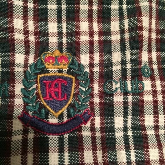 90s Hunt Club Shirt Mens 16.5 34/35 Green Red Plaid Preppy Heritage Academia VTG - Picture 9 of 14